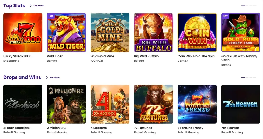 Games at Tea Spins Casino Online