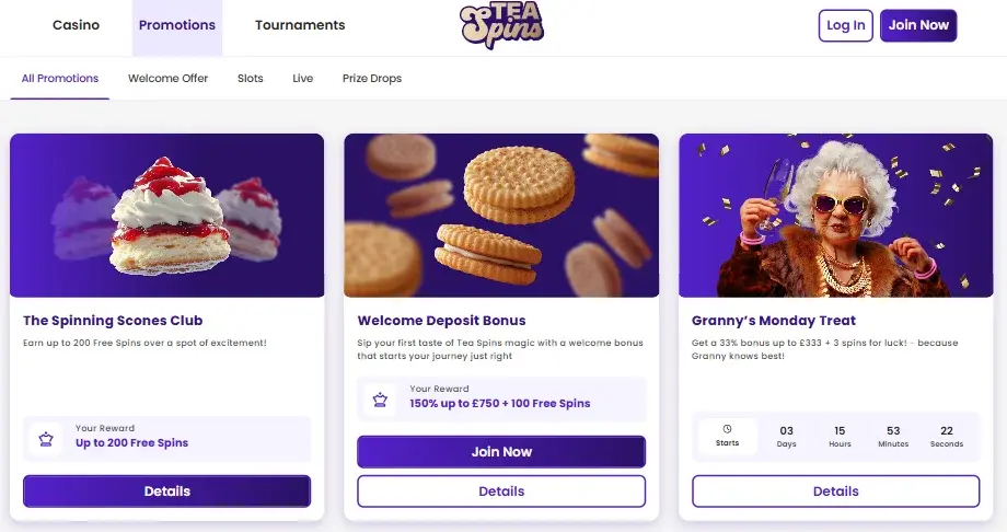 Tea Spins Bonuses and Promo